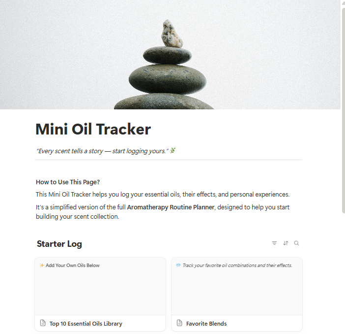 Mini Essential Oil Tracker (Free Notion Template)