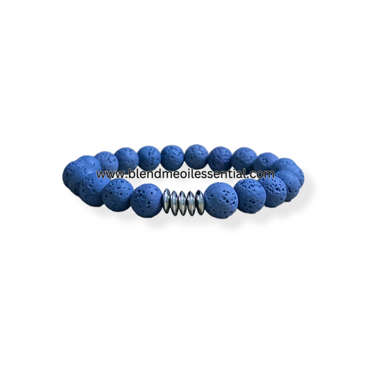 Aromatherapy Diffuser Bracelets  (Navy Blue Volcanic Rock)