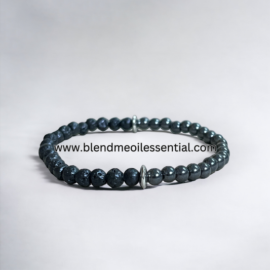 Aromatherapy Diffuser Bracelets (4mm Hematite + 4m Lava Beads)